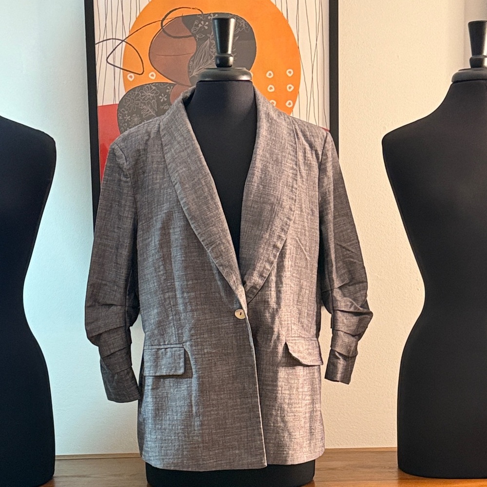 Gray Blazer with Single Button